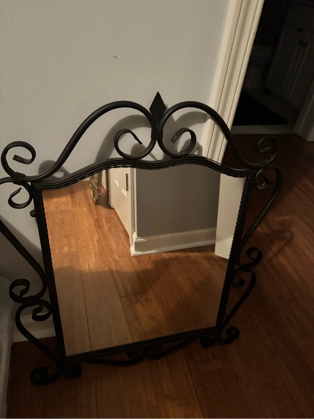 Ornate Black Metal Wall Mirror - Decorative Home Wall Decor
